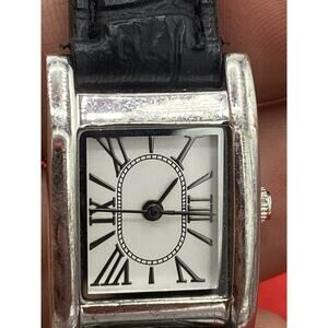 FMD WS164 Japan Silver Black Imitation Leather Band Watch Not Working Needs Batt